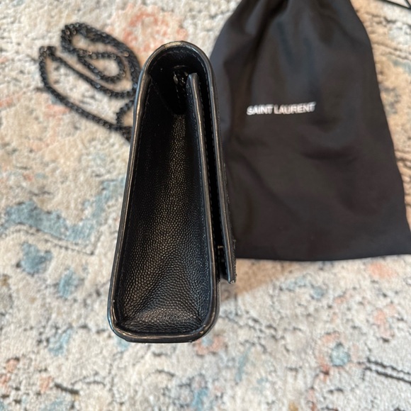 Saint Laurent Kate Small YSL Crossbody Bag In Grained Leather Black On Black - Picture 6 of 15